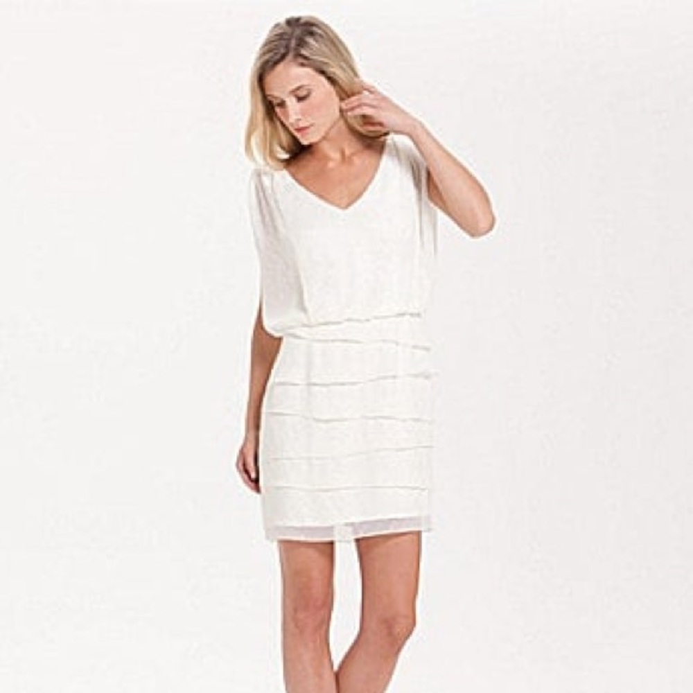 Laundry by Shelli Segal Gold Metallic Blouson Tier Dress